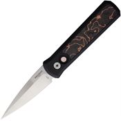 Pro Tech 7210 Auto Godson Satin CPM-20CV Spear Point Button Lock Knife Black Anodized Carbon Fiber Handles