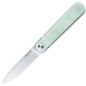 Real Steel 8061BN Iris Satin Linerlock Knife Jade G10 Handles