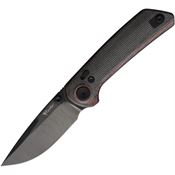 Reate 206 PL-XT Black Damascus Pivot Lock Black/Red Micarta Handles
