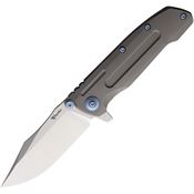 Reate 202 9D-V2 Satin 154CM Clip Point Framelock Knife Bead Blast Titanium Handles