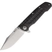 Reate 203 9D-V2 Stonewash 154CM Clip Point Framelock Knife Carbon Fiber Handles