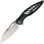 Rike 112874 Thor 6 Satin M390 Framelock Knife Black/Green Sculpted Titanium Handles