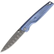 Rough Rider 2695 Damascus Linerlock Knife Blue Textured Aluminum Handles