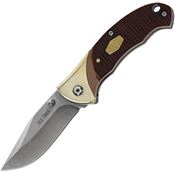 Schrade P1227063 Old Timer Satin Clip Point Linerlock Knife Brown Sawcut Handles