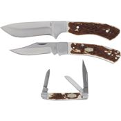 Schrade P1227079 UH 2 Fixed/Folder Combo Delrin Stag Handles