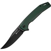 SenCut 250381 Vornix Black 9CR18MOV Clip Point Linerlock Knife Green G10 Handles