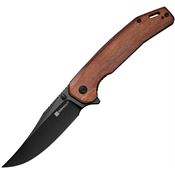 SenCut 250383 Vornix Black 9CR18MOV Clip Point Linerlock Knife Brown Wood Handles
