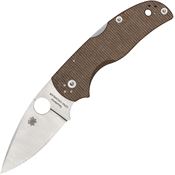 Spyderco 41MPCW5 Native 5 Satin Lockback Knife Brown Canvas Micarta Handles