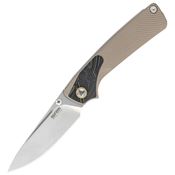 SRM 106MGW Dome Stonewash 14C28N Drop Point Slip Joint Knife Tan G10 Handles
