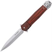 Tac Force 2016LG Satin Linerlock Knife Brown Wood Handles