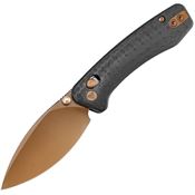 Trivisa JM02CGN Koala Dark Earth N690 Drop Point Crossbar Lock Knife Carbon Fiber Pattern G10 Handles