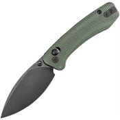 Trivisa JM02GMN Koala Blackwash N690 Drop Point Crossbar Lock Knife Green Canvas Micarta Handles