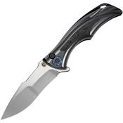 WE 240542 Tighe Down Satin M390 Drop Point Button Lock Knife Black Orange Peel Titanium/Rose Carbon Fiber Handles