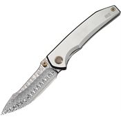 WE 24086DS1 Ryson Damasteel Harpoon Framelock Knife Gray Titanium Handles