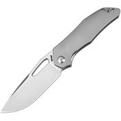 Artisan 1880GGY Keras Stonewash Drop Point Framelock Gray Titanium Handles