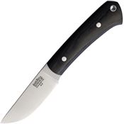 Bark River 12MBC Woodland Special Satin A2 Drop Point Fixed Blade Knife Black Micarta Handles