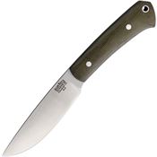 Bark River 114MGC Highland Special Satin A2 Drop Point Fixed Blade Knife Green Micarta Handles