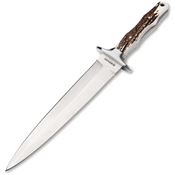Boker 02BA5918HX Colmillo GX Satin Dagger Fixed Blade Knife Stag Handles