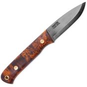 Casstrom 10870 Woodsman Jarv Satin Scandi Grind 15N20 Fixed Blade Knife Stained Birch Handles