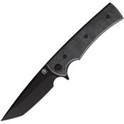 Chaves 14323 Liberation Street Black Tanto Point Linerlock Knife Black Micarta Handles