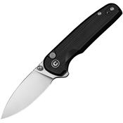 Civivi 20052F1 Mini Shakan Satin Nitro V Drop Point Button Lock Knife Black Aluminum Handles