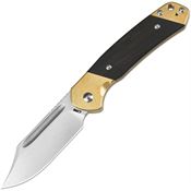 CJRB 1942SJBREB Bowie Pyrite Stonewash Clip Point Slip Joint Knife Black Wood Handles