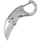 CJRB 1964TI Anansi Stonewash Hawkbill Linerlock Knife Gray Titanium Handles