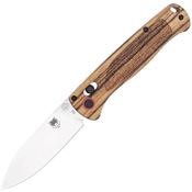 Cobratec ZWDBLD Satin D2 Drop Point Bar Lock Knife Zebra Wood Handles