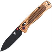 Cobratec ZWDBLDBK Black D2 Drop Point Bar Lock Knife Zebra Wood Handles