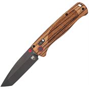 Cobratec ZWDBLTBK Black D2 Tanto Point Bar Lock Knife Zebra Wood Handles