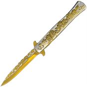 ElitEdge 10A119GD Stiletto Linerlock Knife A/O Gold