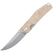 Giant Mouse 10562 ACE Clyde Stonewash Linerlock Knife Natural Micarta Handles