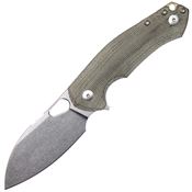 Giant Mouse 11811 ACE Biblio XL Stonewash Linerlock Knife Green Micarta Handles