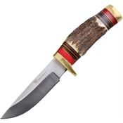 Hen & Rooster Int 124DS Satin Fixed Blade Knife Deer Stag Handles
