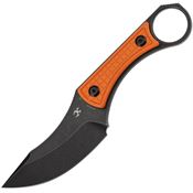 Kansept G004A10 Niko Black Stonewash Fixed Blade Knife Orange Frag G10 Handles
