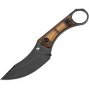 Kansept G004A11 Niko Black Stonewash Fixed Blade Knife Amber PEI Handles