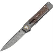 Kansept 2123A5 Kitpu Damascus Framelock Knife Copper Carbon Fiber Handles