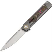 Kansept 2123A3 Kitpu Satin Framelock Knife 80s Camo Handles