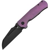 Kansept 1082A4 Dreadnaught Black Stonewash Cleaver Framelock Knife Purple Titanium Handles