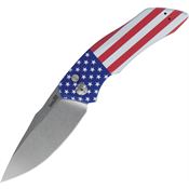 Kershaw 7100USA Auto Launch 1 Stonewash Button Lock Knife American Flag Handles