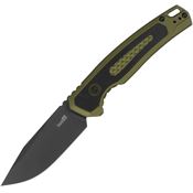 Kershaw 7106OL Auto Launch 21 Black Button Lock Knife OD Green Handles
