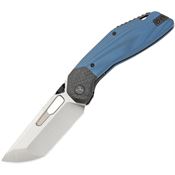 Ketuo M061 Yakuza Satin Tanto Linerlock Knife Blue G10 Handles