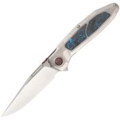 Ketuo M058 Bratva Bead Blast Linerlock Knife Titanium/Blue Marble Carbon Fiber Handles