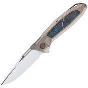 Ketuo M056 Bratva Mirror Linerlock Knife Titanium/Blue Marble Carbon Fiber Handles