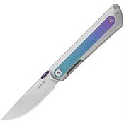 Kizer 3733A2 Quoll Stonewash Drop Point Framelock Knife Gray Handles Crystallized Inlay