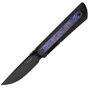 Kizer 3733A3 Quoll Black Drop Point Framelock Knife Black Handles Timascus Inlay