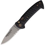 Knives Of Alaska 00934FG Auto Strike Force Bead Blast Part Serrated MagnaCut Button Lock Knife Black G10 Handles
