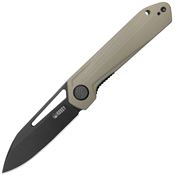 Kubey 321V RoyalBlack Stonewash Linerlock Knife Khaki G10 Handles