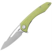 Kubey 345L Merced Stonewash Linerlock Knife Yellow G10 Handles