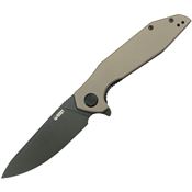 Kubey 117P Nova Blackwash Drop Point Linerlock Knife Beige G10 Handles
